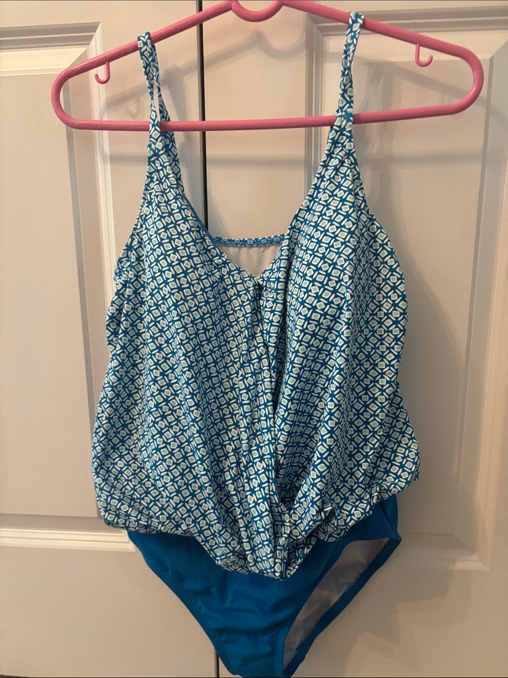 Lands' End Blue Patterned One-Piece Swimsuit NEVER WORN